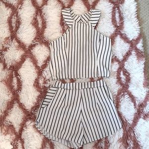 2 Piece Romper White & Checkered Black